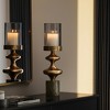 Metal Pillar Candle Holder with Glass Hurricane - Glam Style Candle Stand - Marble Base for Home, Office, Living Room & Bedroom - 3 of 4