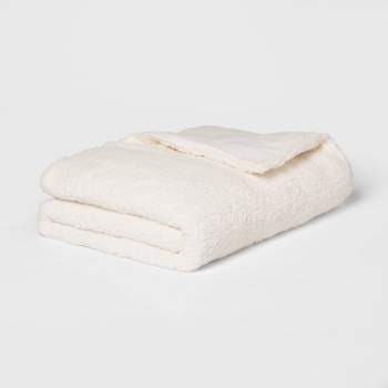 50"x70" 12lbs Sherpa Weighted Blanket with Removable Cover Ivory - Room Essentials™