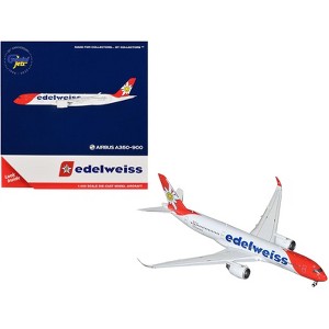 Airbus A350-900 Commercial Aircraft with Flaps Down Configuration "Edelweiss Air" White w/Red 1/400 Diecast Model by GeminiJets - 1 of 3