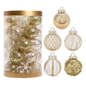 25Pcs Christmas Balls Ornaments Set, Shatterproof Christmas Tree Decorations Hanging Baubles for Holiday Wedding Party, 2.36 Inch - 1 of 4