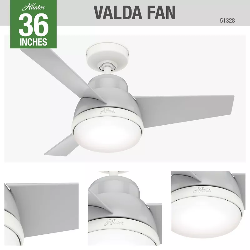 36 Valda Ceiling Fan With Remote, Hunter Ceiling Fan Light Bulb Wattage