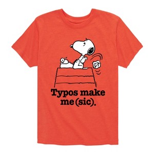 Boys' - Peanuts - Snoopy Typos Make Me Sic Short Sleeve Graphic T-Shirt - 1 of 4