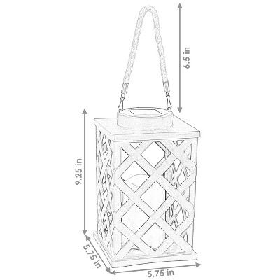 Black Crosshatch Solar LED Hanging Tabletop Candle Lantern