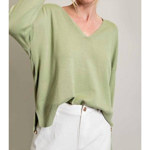Women's HARLEY V NECK KNIT TOP - ee:some - 1 of 4