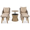 CAVINAS 5 Pieces Patio Outdoor Seating Sets, with Wicker Cool Bar Table, Ottomans, Outdoor Furniture Bistro Sets for Porch, Black & Beige - 4 of 4
