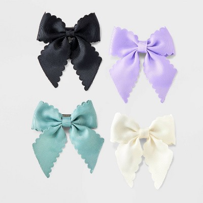 Image of Girls' 4pk Scalloped Hair Bow Set - Cat & Jack™