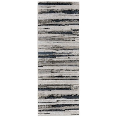 Micah Modern Abstract Black 34" Synthetic Area Rug