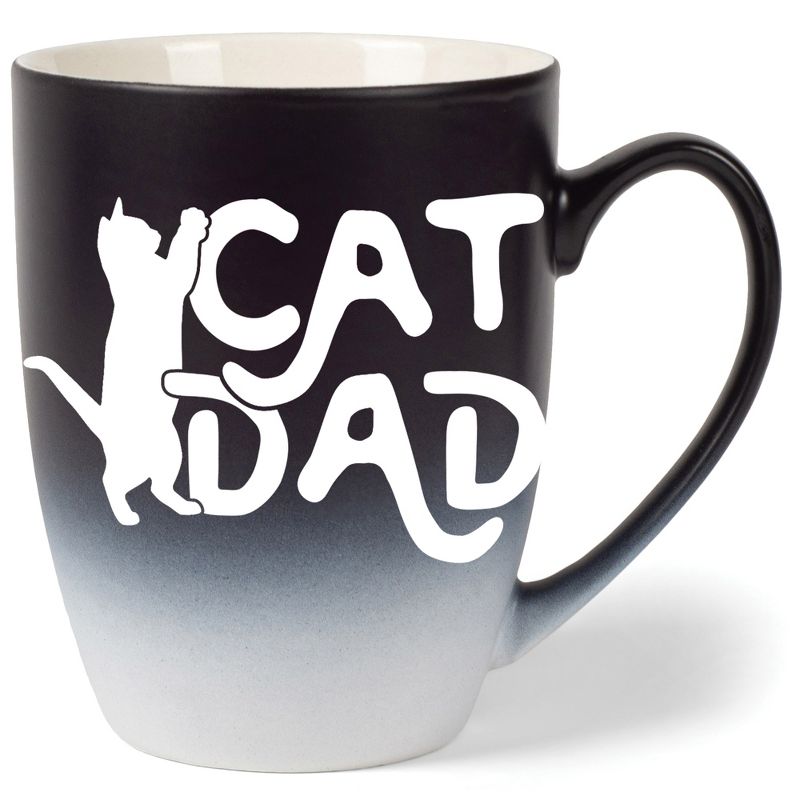 Elanze Designs Cat Dad Two Toned Ombre Matte Black and White 12 ounce Ceramic Stoneware Coffee Cup Mug, 1 of 2
