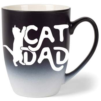 Elanze Designs Cat Dad Two Toned Ombre Matte Black and White 12 ounce Ceramic Stoneware Coffee Cup Mug