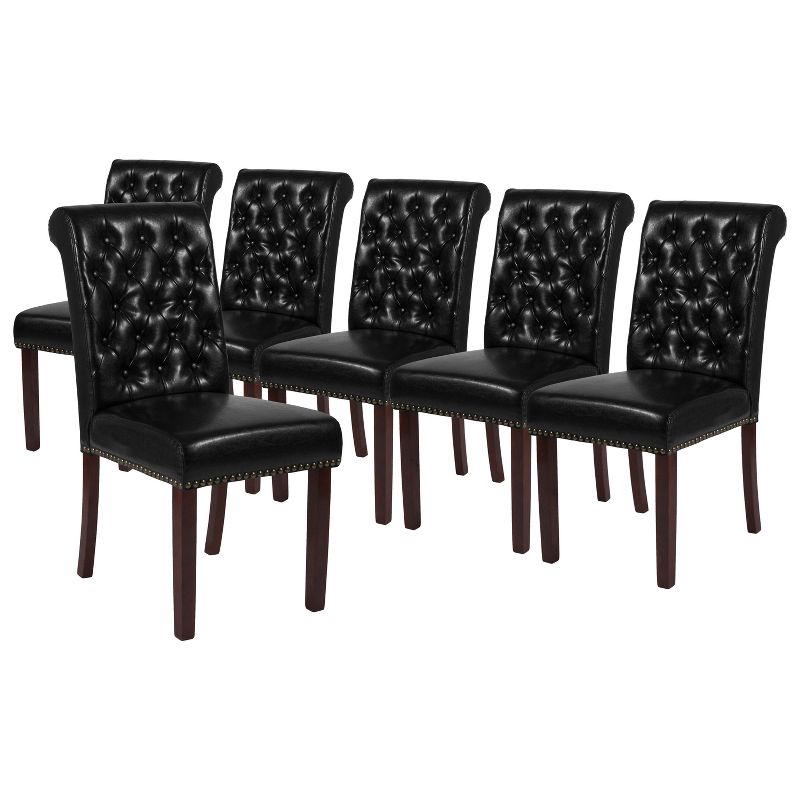 Merrick Lane Upholstered Parsons Chair with Nailhead Trim - Set of 6, 1 of 14