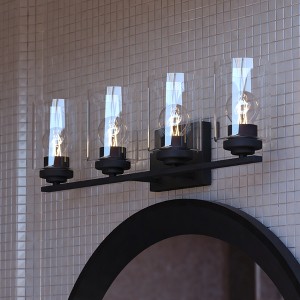 VAXCEL Park Ridge Transitional Bathroom Vanity Lighting Fixture, Clear Cylinder Glass Shade - 1 of 4