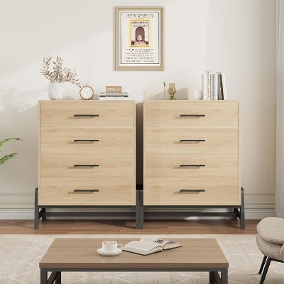 Garvee 4 Drawer Dresser for Bedroom, Tall Freestanding Storage Chest with Wide Wood Drawers and Metal Handles