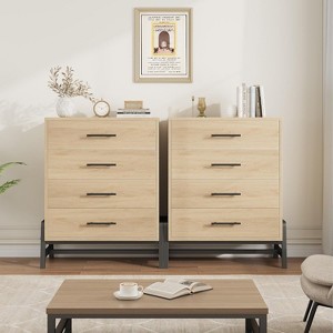 Garvee 4 Drawer Dresser for Bedroom, Tall Freestanding Storage Chest with Wide Wood Drawers and Metal Handles - 1 of 4