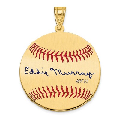 Black Bow Jewelry 14K Gold Plated Eddie Murray Signature MD Enamel Baseball Pendant