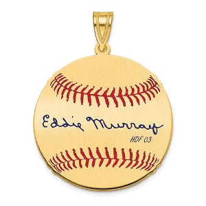 Black Bow Jewelry 14K Gold Plated Eddie Murray Signature MD Enamel Baseball Pendant - 1 of 4