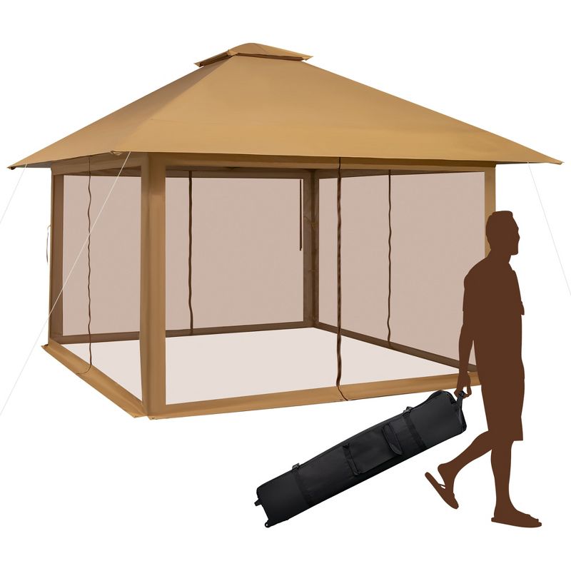 Costway 13x13ft Pop-up Instant Canopy Tent Mesh Sidewall UV50+ Adjust Outdoor Patio, 1 of 11