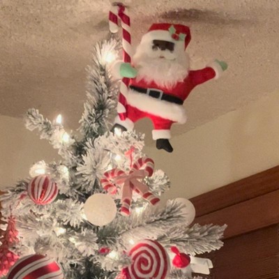 14.75 Fabric Santa with Candy Cane Christmas Tree Topper Red/White - Wondershop