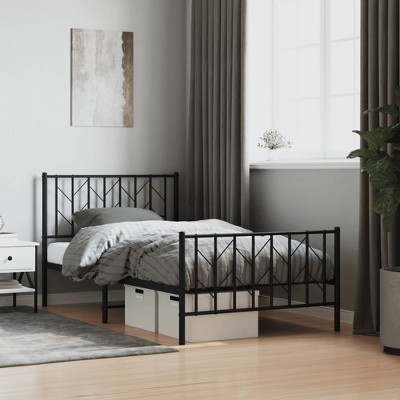 vidaXL Metal Bed Frame with Headboard and Footboard Black 39.4 in.x78.7 in.