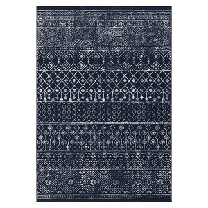 2 x 6 ft Polyester Imitation  Black Rectangular Hallway Bathroom Entryway Kitchen Office Foldable Geometric Printed Bohemia Washable Area Rug - 1 of 4