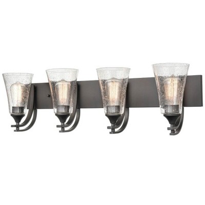 Satin Nickel 4-Light Vanity Fixture with Glass Shades