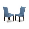 HomeStock 9Pc Square Dining table with linen Blue fabric Parson chairs with cappuccino chair legs - 3 of 3