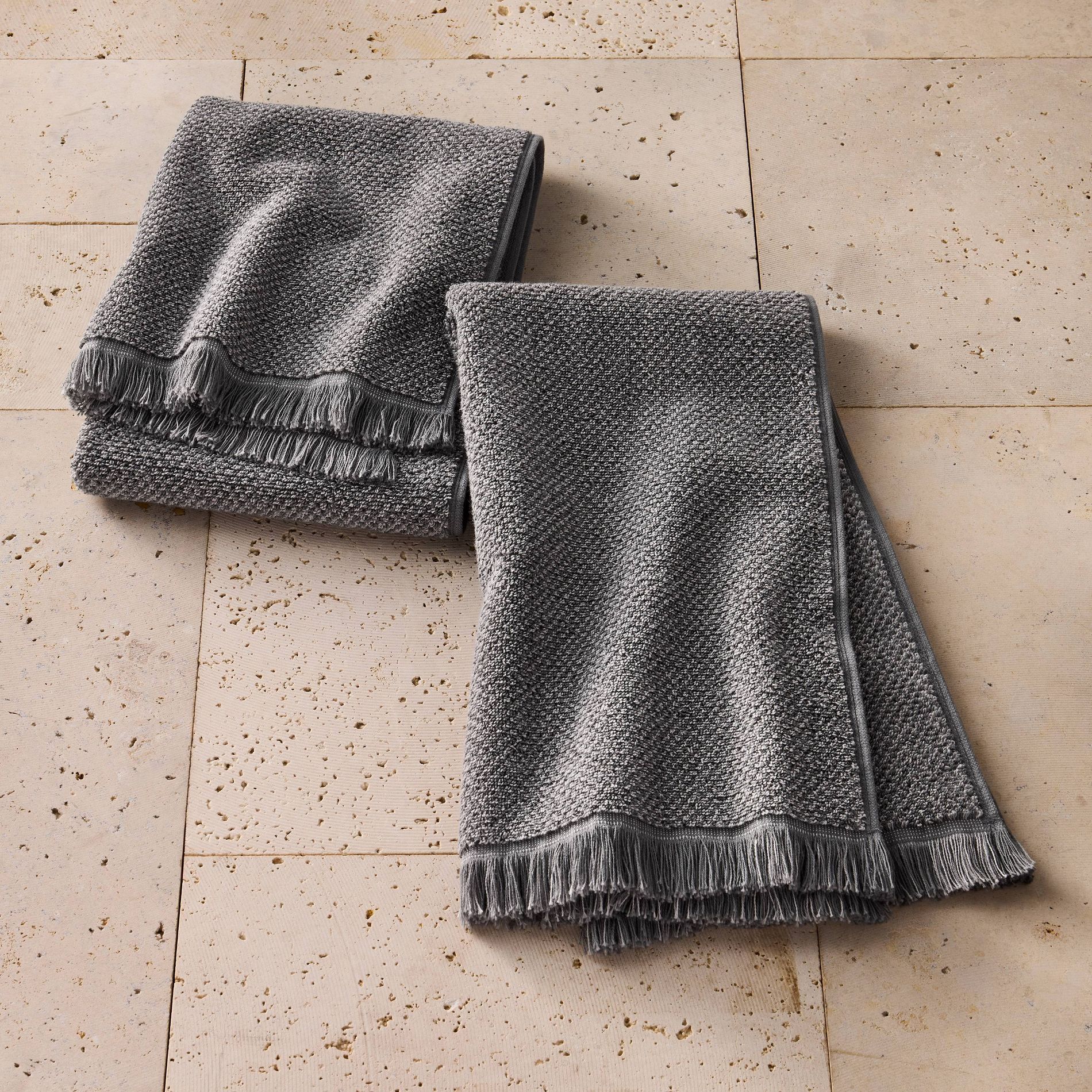 2pk Organic Texture Hand Towel Gray - Casaluna™