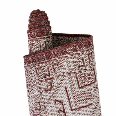 Rust Red Synthetic Medallion Outdoor Rectangular Rug 4' x 6'