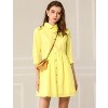 INSPIRE CHIC Women's 3/4 Sleeve Button Front Solid Color Flare Mini Shirt Dress - 2 of 4