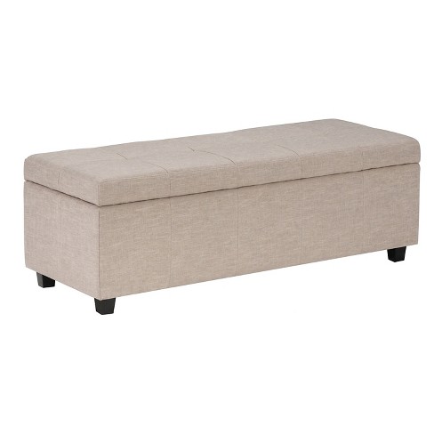 48 Cambridge Storage Ottoman Natural Linen Look Fabric