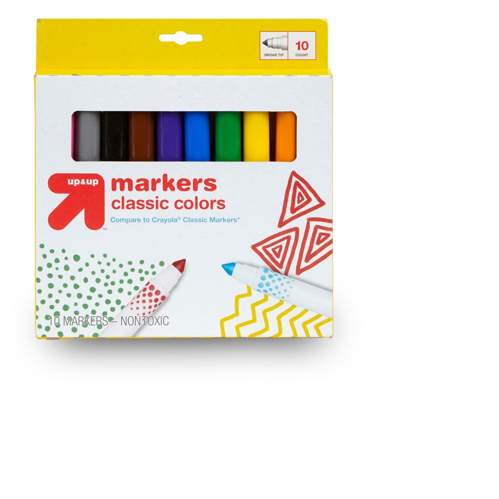 10ct Broad Tip Markers Classic Colors - Up&Up was $1.99 now $0.65 (67.0% off)