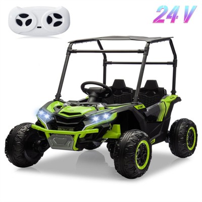 Garvee 24V 2-Seater Ride On UTV for Kids with Remote Control, LED Lights, Bluetooth, Sun Shade, Off-Road Wheels, Ride On Car for Boys Girls