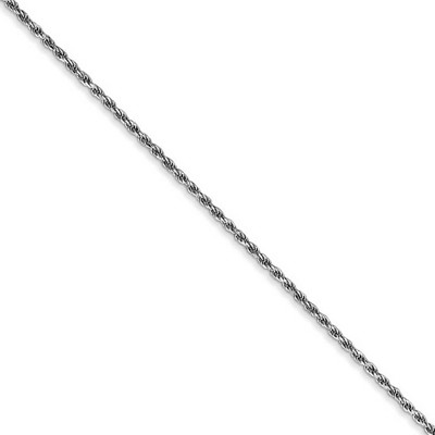 Black Bow Jewelry 1.15mm, 14k White Gold, Diamond Cut Solid Rope Chain Necklace