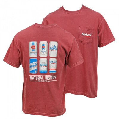 Mens Natural Light Beer Natural History Pocket T-Shirt