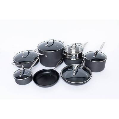 Cuisinart 14-Piece Hard Anodized Non-Stick Cookware Set with Glass Lids