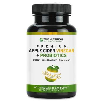 Apple Cider Vinegar Capsules, Billions of Multi-Strain Probiotics, Keto Detox & Cleanse, ACV Pills + Mother, Gut Health Support, Trio Nutrition, 60ct