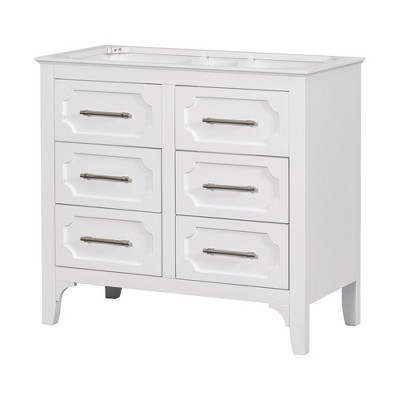 NicBex 34.4" Bathroom Storage Cabinet without Sink, Bathroom Vanity, 4 Spacious Drawers for Bathroom, White