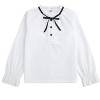 Girls Skirts with White Blouse Ruffle Long Sleeve Button Down Shirt and Pleated Skirt School Uniform 2 Piece Outfit,Black - 120 - 3 of 4