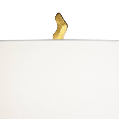Gold Sculptural Table Lamp with White Drum Shade