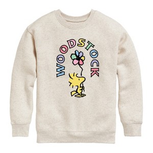 Boys' - Peanuts - Woodstock Flower Graphic Long Sleeve Fleece Sweatshirt - 1 of 4