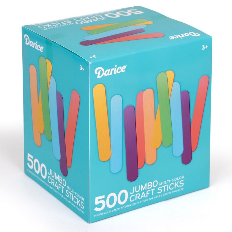 Darice 500 Colored Pcs Popsicle Sticks for Crafts, 6" Colorful Wooden Rainbow Craft Sticks - Classroom Supplies, STEM DIY Art, Ages 3+, 1 of 5