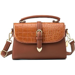 Trendy Crocodile Designer Leather Flap Top Handle Purses Shoulder Bag - 1 of 4