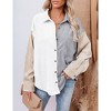 Coolmee Women's Corduroy Button Down Shirts Boyfriend Long Sleeve Oversized Blouses Tops - 2 of 4