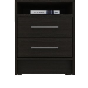 Vynxaria Stylish Multifunctional 2-Drawer 1-Shelf Rectangle Nightstand, Black Wengue, Durable All-Metal Railings & Pulls - 1 of 4