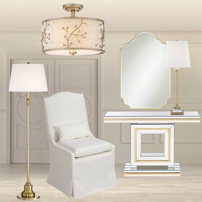 Antique Silver Crystal Buds Semi Flush Mount Ceiling Light