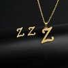 Initial Letter Pendant Necklace Earrings Set for Women Gold Plated Stainless Steel by Ginger Lyne - 2 of 4
