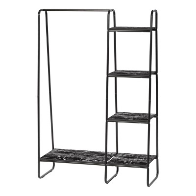 Iris Metal Garment Rack With 5 Wooden Shelves Marble Black Target