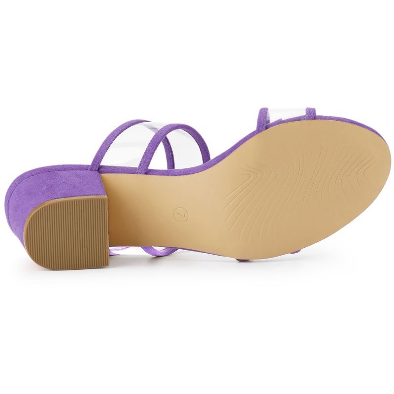 Allegra K Women's Clear Strap Block Heel Slide Sandals, 5 of 7
