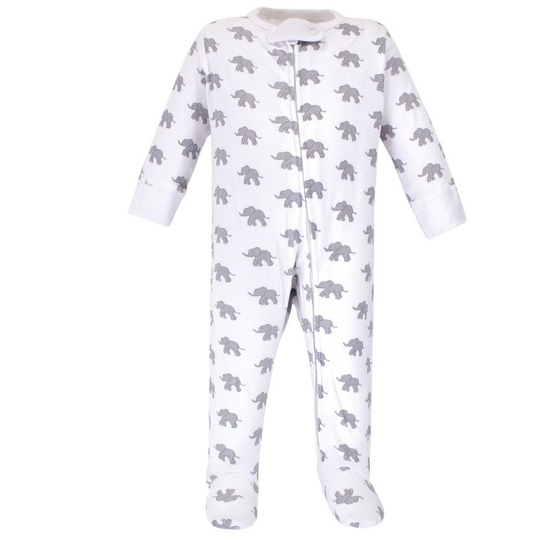 Touched by Nature Baby Organic Cotton Zipper Sleep and Play 3pk, Marching Elephant, 4 of 5
