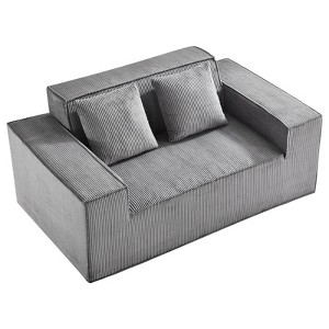 VEVOR Loveseat Sofa, 63-Inch 2-Seats Couch for Living Room, Modern Small Corduroy Couch with Pocket Springs, Soft Cushions, Gray - 1 of 4