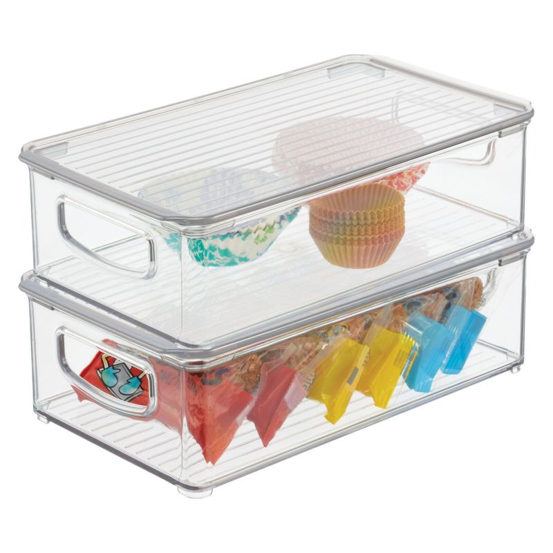 mDesign Plastic Storage Bin Box Container, Lid and Handles, 1 of 9